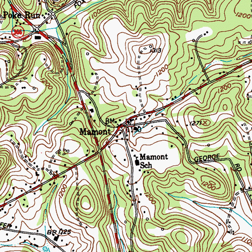 Topographic Map of Mamont, PA
