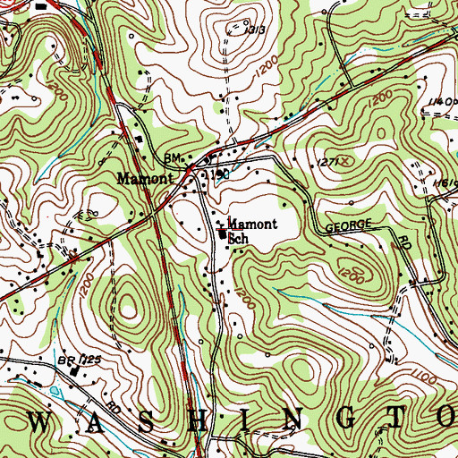 Topographic Map of Mamont School, PA