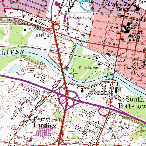 Topographic Map of Manatawny Creek, PA