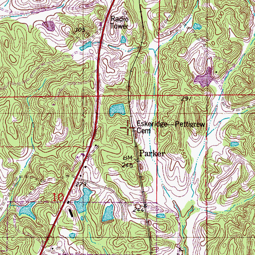 Topographic Map of Eskeridge Pettigrew Cemetery, AL