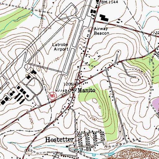 Topographic Map of Manito, PA