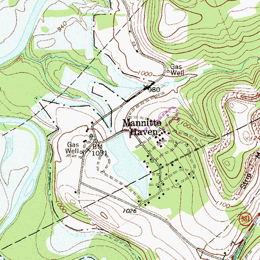 Topographic Map of Manitto Haven, PA