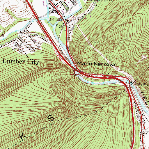 Topographic Map of Mann Narrows, PA