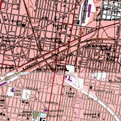 Topographic Map of Rivera Recreation Center, PA