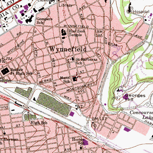 Topographic Map of Mann School, PA