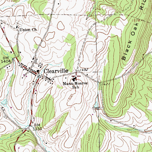 Topographic Map of Mann-Monroe School, PA