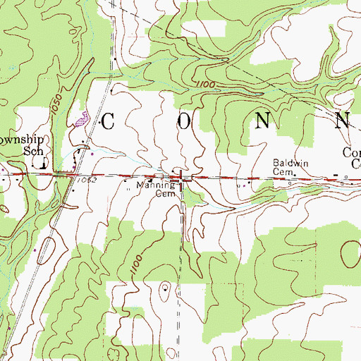 Topographic Map of Manning Cemetery, PA