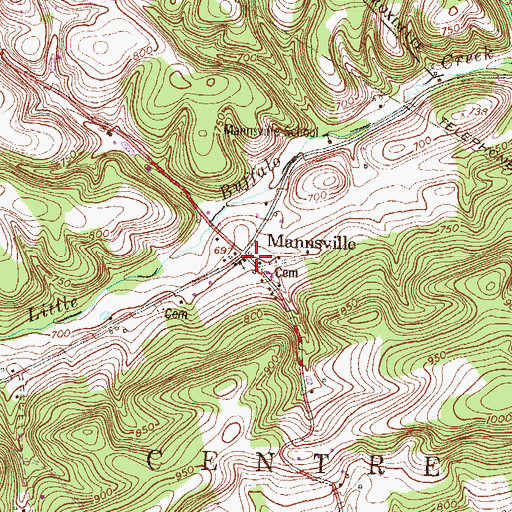 Topographic Map of Mannsville, PA