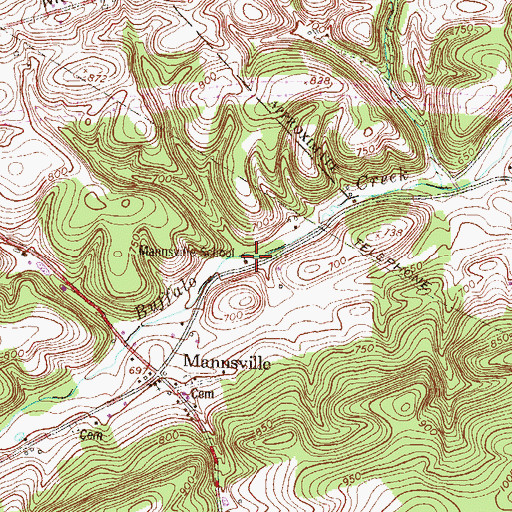 Topographic Map of Mannsville School, PA