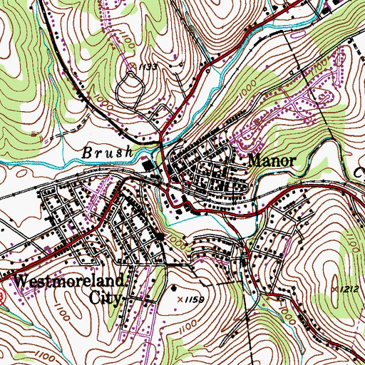 Topographic Map of Manor, PA