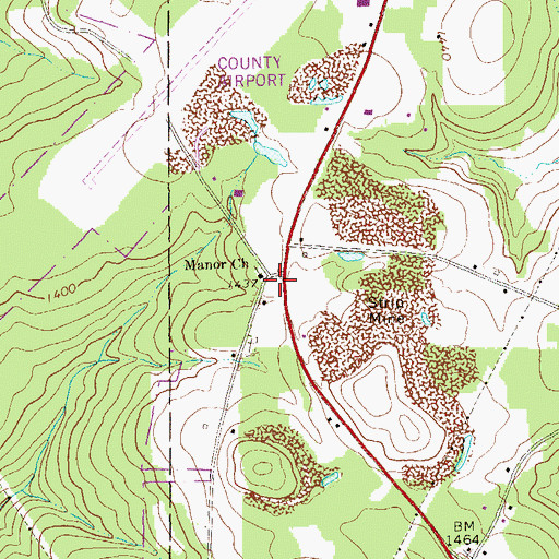 Topographic Map of Manor Church, PA