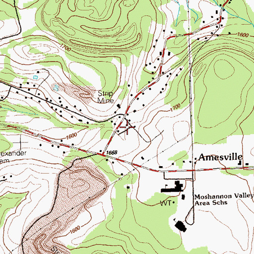 Topographic Map of Manor Hill School, PA