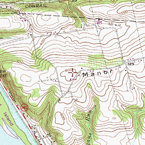 Topographic Map of Manor Hills, PA