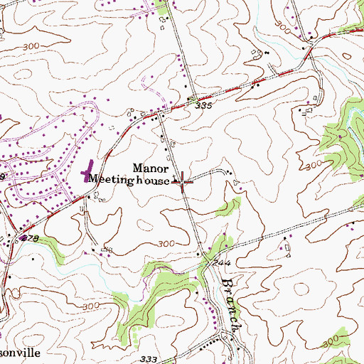 Topographic Map of Manor Meeting House, PA
