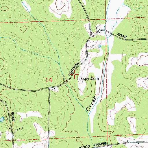 Topographic Map of Espy Cemetery, AL