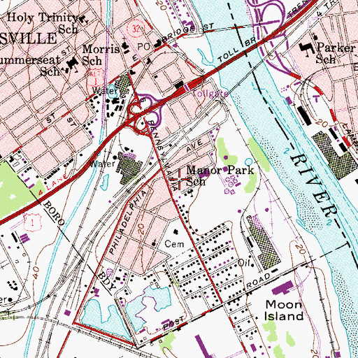Topographic Map of Manor Park School, PA