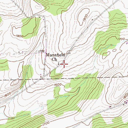 Topographic Map of Mansfield Church, PA
