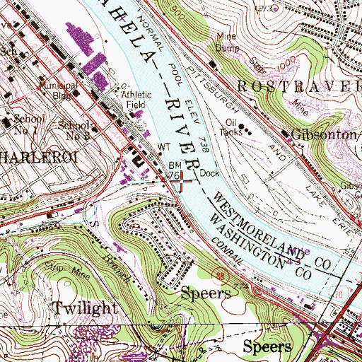 Topographic Map of Maple Creek, PA