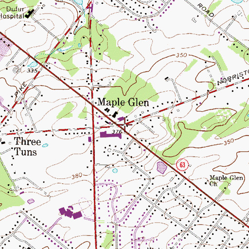 Topographic Map of Maple Glen, PA