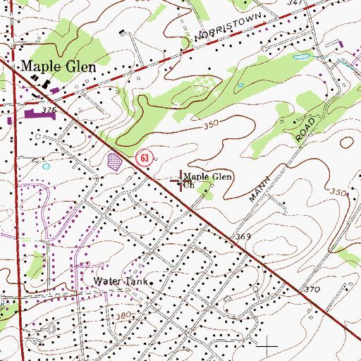 Topographic Map of Maple Glen Church, PA