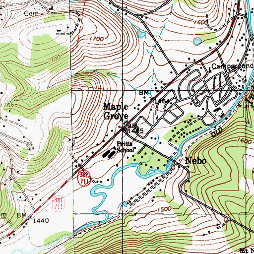 Topographic Map of Maple Grove, PA