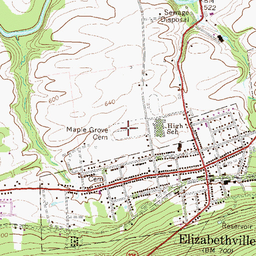 Topographic Map of Maple Grove Cemetery, PA