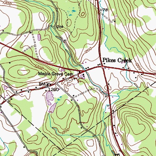 Topographic Map of Maple Grove Cemetery, PA