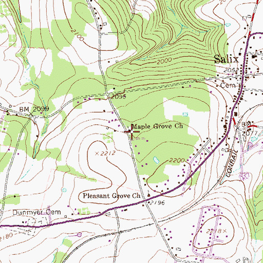 Topographic Map of Maple Grove Church, PA