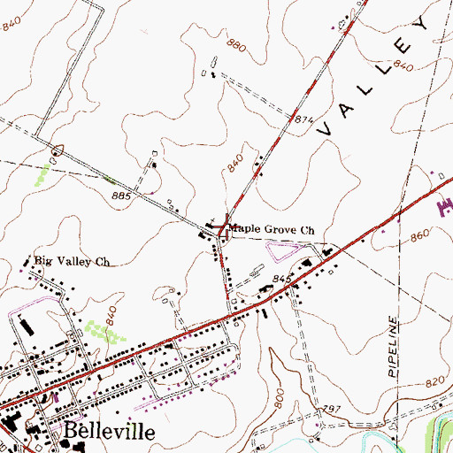Topographic Map of Maple Grove Church, PA