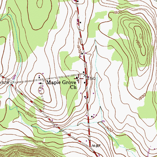 Topographic Map of Maple Grove Church, PA