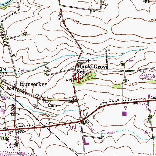 Topographic Map of Maple Grove School, PA