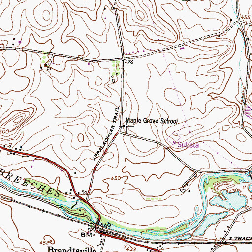 Topographic Map of Maple Grove School, PA