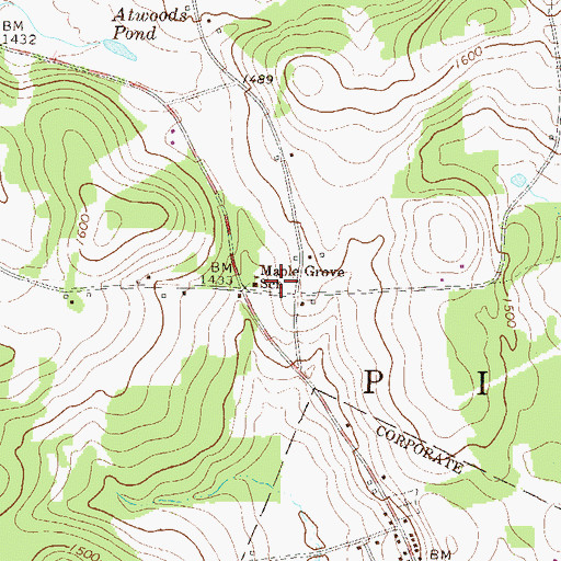 Topographic Map of Maple Grove School, PA