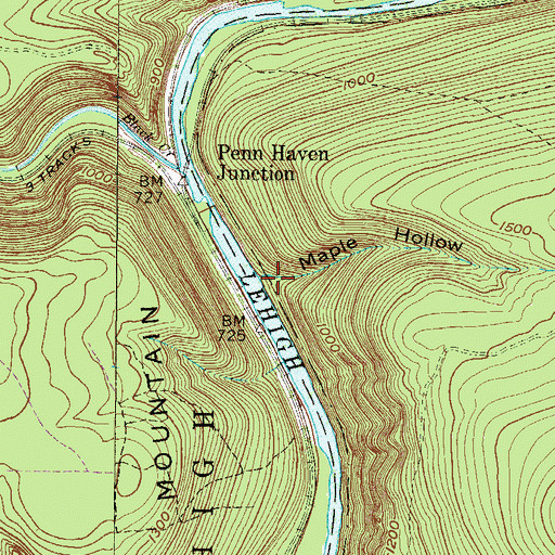 Topographic Map of Maple Hollow, PA