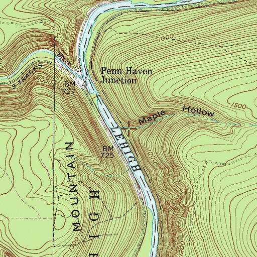 Topographic Map of Maple Hollow, PA