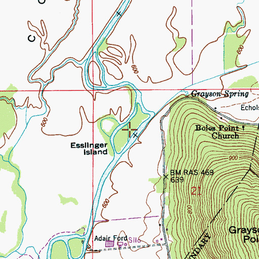 Topographic Map of Esslinger Island, AL