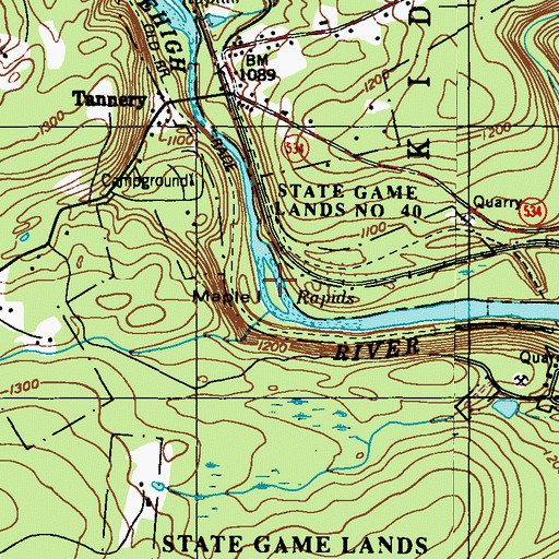 Topographic Map of Maple Island, PA