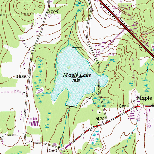 Topographic Map of Maple Lake, PA