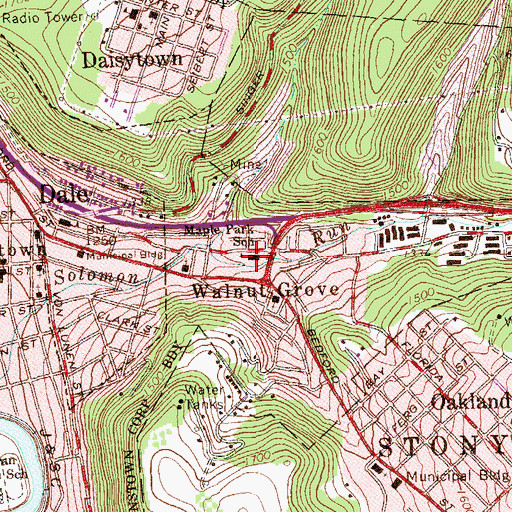 Topographic Map of Maple Park School, PA