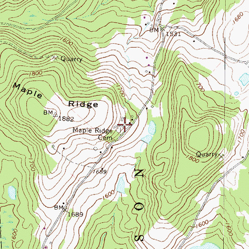 Topographic Map of Maple Ridge Cemetery, PA