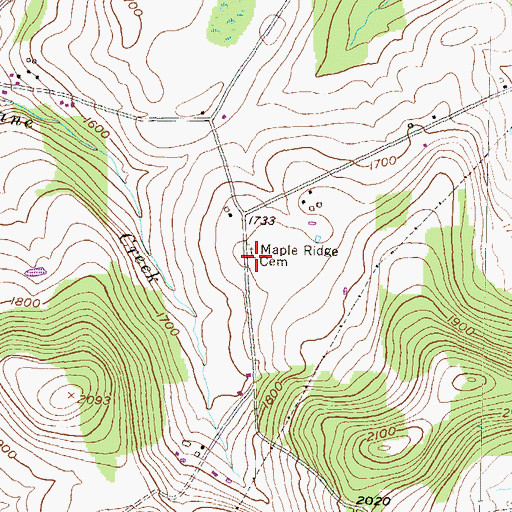 Topographic Map of Maple Ridge Cemetery, PA
