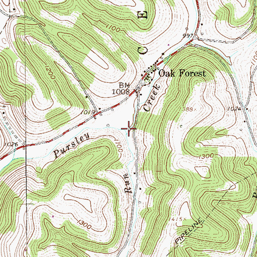 Topographic Map of Maple Run, PA