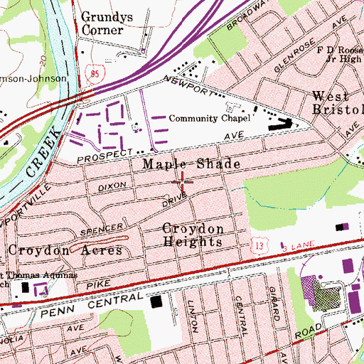 Topographic Map of Maple Shade, PA