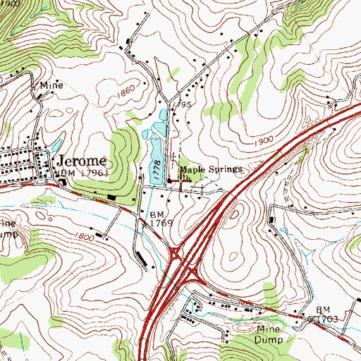 Topographic Map of Maple Springs Church, PA