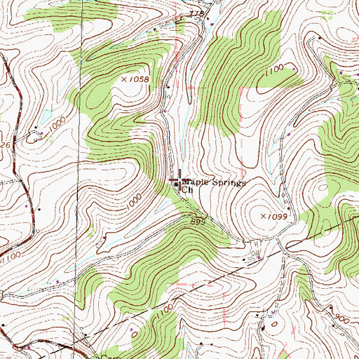 Topographic Map of Maple Springs Church, PA