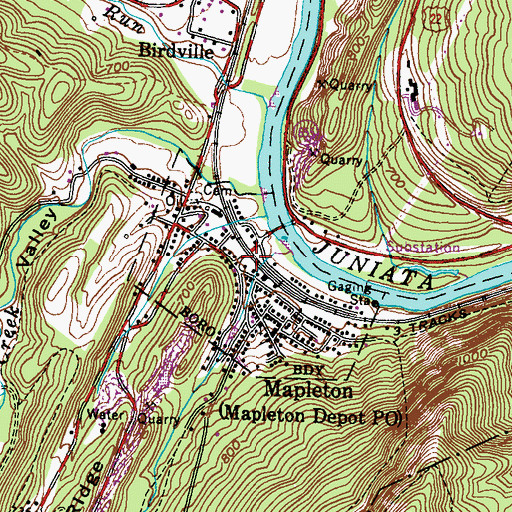 Topographic Map of Mapleton, PA