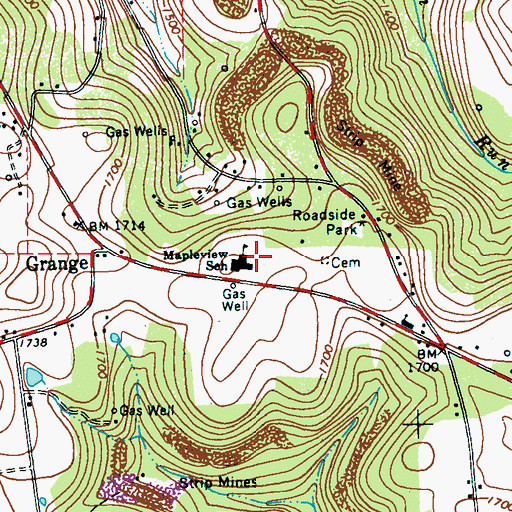 Topographic Map of Mapleview School, PA