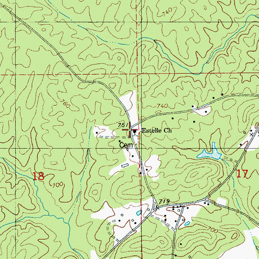 Topographic Map of Estelle Church, AL