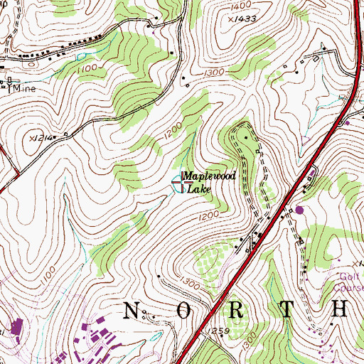 Topographic Map of Maplewood Lake, PA