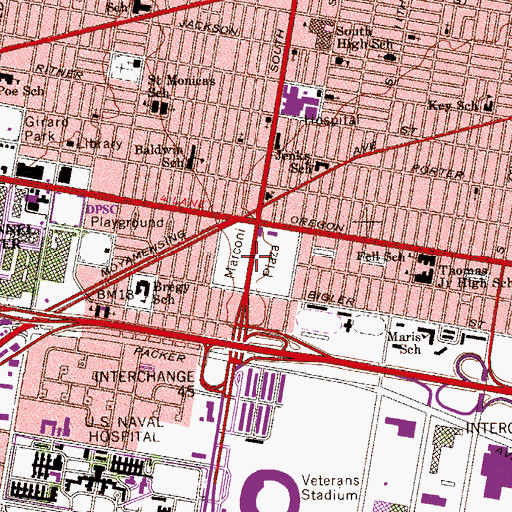 Topographic Map of Marconi Plaza, PA